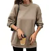 Amazon Europa América Comercio Electrónico Transfronterizo 2026 Otoño Invierno Nuevo Color Sólido Cuello Medio Alto Holgado Manga Larga Camiseta Superior Mujer