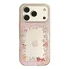 Estilo Fofo e Feminino Adequado para Capa de Celular Apple 17 iPhone 16 Pro Transparente com Glitter e Desenho de Cachorrinho para 18/15 com Pequeno Porta-Cartões