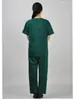 Traje Quirúrgico de Hospital Verde Oscuro Quirófano Manga Corta Algodón Puro Juego de Bata Quirúrgica Bata de Aislamiento Ropa de Trabajo Médica