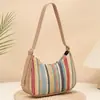 Bolso de Paja Tejida Transfronterizo para Mujer 2025 Nuevo Bolso de Bolita Arcoíris Bolso Cruzado de Hombro Debajo del Brazo Dropshipping
