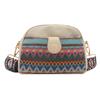Bolsa Feminina de Estilo Étnico 2024 Primavera Nova Moda Simples Grande Capacidade Retrô Ombro Crossbody Alça de Ombro Larga Pequena Bolsa Quadrada
