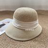 Sombrero de Paja Plegable Transpirable con Costuras de Tela para Mujer Verano Protección Solar Delantero Grande Trasero Pequeño Sombrero de Playa Suya Sombrilla