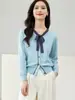 Jaqueta cardigã de tricô estilo Chanel para mulheres, outono e inverno de 2026, novo design de laço, caimento justo, suéter elegante
