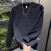 Outono e Inverno Nova Carta Selo de Aço Gola Redonda Camisa Básica Masculina Simples Tendência Marca Versátil Casual Manga Longa Suéter Tingido