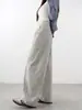 Pantalones grises ligeros de tacto frío de pierna ancha para mujer, nuevo estilo verano 2026, cintura alta, adelgazantes, holgados, casuales, de secado rápido, versátiles