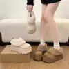 Zapatos de moda de suela gruesa invierno piel zuecos Birkenstock que aumentan la altura nuevos zapatos de algodón engrosados para personas bajas botas de nieve forradas de polar mujer