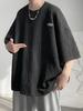 Camiseta de Hombre Wafflick Tridimensional Diseño Estilo Hong Kong Manga Corta Camiseta de Hombre Marca de Moda Verano Moderno Nicho Top Holgado