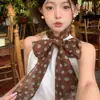 Bufanda Pequeña Retro de Puntos de Ola Fina para Mujer de Primavera y Otoño Bufanda Decorativa Larga Estrecha Bufanda de Cinta de Moda Versátil