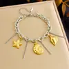Pulsera de Cadena con Borlas Irregulares y Colgante de Cereza, Insecto, Abeja, Flor - Diseño de Personalidad Moderno y Creativo con Goteo de Aceite
