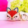 Chaveiro de Raposa da Coleção Coroa Cravejada de Diamantes para Carro, Pingente de Bolsa Feminina, Argola de Chaveiro de Metal, Presente Transfronteiriço, Atacado