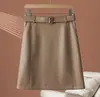 Saia Midi Reta Merad de Pele de Ovelha Estilo Urbano 26 Outono/Inverno Nova Moda Feminina Saia Emagrecedora