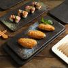 Prato retangular de cerâmica prato de churrasco japonês para sushi restaurante criativo sobremesa bolo decoração prato fábrica atacado
