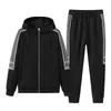 Conjunto Deportivo Casual de Dos Piezas para Hombre Talla Grande de Primavera y Otoño, Sudadera con Capucha, Conjunto de Cárdigan Moderno, Estampado al por Mayor