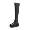 Botas Casuales Estilo Coreano con Cremallera Lateral Hasta la Rodilla Elásticas 2025 Nuevo Diseño de Nicho Suela de Plataforma Tacón Súper Alto