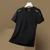 Camiseta de seda gelada de verão masculina gola redonda cor sólida secagem rápida roupas manga curta masculina esportiva solta fina respirável camiseta de meia-manga