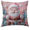 Funda de almohada navideña Temu Spot, Caricatura de Papá Noel, Suave, Estampada, Decoración festiva para el hogar, Funda de almohada