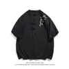 Camisa de Manga Corta Bordada Estilo Chino Nuevo Verano 2024 para Hombre Joven Cuello Alto Holgada Casual Camisa Cardigan