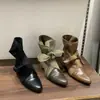 Versión de piel de oveja~Botines de punta con lazo estilo coreano para mujer con parche de lona interior para aumentar la altura, botines cortos de moda
