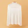 Camada base sexy de alta qualidade para o início do outono, em malha, gola semidecotada, pulôver, camiseta de manga comprida, top base fino feminino