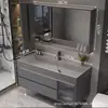 Nuevo Modelo Gabinete de Baño con Lavabo Extra Grande Integrado, Tocador de Baño, Lavabo, Juego de Gabinete con Lavabo de Placa de Roca para Baño