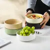 Tigelas de cor sólida estilo nórdico, louça de cerâmica para uso doméstico, tigelas grandes para macarrão, tigelas para armazenamento de frutas, tigelas de salada, tigelas redondas, atacado