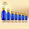 Botella Azul para Aceite Esencial, Botella Gotero de Punta de Plástico, Botella de Vidrio con Tapa de Cesta de Flores Lista para Usar, 5-100ml Botella Azul para Aceite Esencial