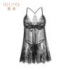 Feimu Cílios Renda Decote Profundo Revelador do Peito Lingerie de Alça Noite Sexy Puro Desejo Nádegas Transparentes Tentação 7767 Roupa Íntima Sexy
