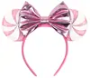 Diadema Navideña de Orejas de Ratón Mickey Mouse para Parque de Atracciones Fiesta Disfraz Accesorios para la Cabeza Navideños Diadema con Lazo