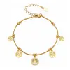Pulsera con Etiqueta de Árbol de la Fortuna Hueso de Serpiente y Cuentas Redondas Acero Inoxidable 316 Chapado en Oro de 18K Accesorio Simple Versátil y con Atmósfera para Mujeres