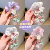 Goma para el pelo de tela dulce para niñas con lazo de fresa y hilo de cristal, con colgante de fresa 3D exquisito y lindo