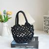 Bolsa Tecida de Corda de Algodão Verão Lazer Beira-Mar Bolsa de Férias Moda Bolsa de Praia Feminina Vazada Portátil Bolsa de Rede Bolsa de Rede de Pesca