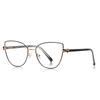 Gafas de metal antiazules de color caramelo 3144, diseño de hada, lisas, decorativas, planas, con borde cruzado, montura de ojo de gato.