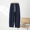 Calça Larga Estilo Japonês Retrô Verão 2025 Calças Machete Femininas Cor Sólida Bolso Tridimensional Decorativo Reta Calças Casuais