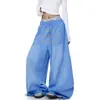 Diseño de Carta de Comercio Transfronterizo Pantalones Anchos Sueltos Lavados Estilo Americano con Pedrería para Mujer, Pantalones Rectos para Danza Jazz, Pantalones de Chándal para Hombre