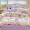 Juego de cuatro piezas para cuatro estaciones, algodón puro, funda de edredón nueva y engrosada, sábana, juego de tres piezas para dormitorio de estudiante, ropa de cama simple y amigable con la piel