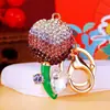 Llavero de Tulipan con Diamantes Completos para Coche para Mujeres, Colgante Creativo para Bolso Estilo Coreano, Anillo de Llavero de Metal, Pequeño Regalo al por Mayor