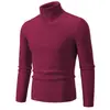 Comercio Exterior al por Mayor Transfronterizo Otoño e Invierno Suéter de Cuello Alto para Hombre Talla Europea y Americana Casual Color Sólido Raya Vertical Jersey Camisa de Punto Base Hombre