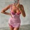 Novo Lingerie Sexy de Verão Europeu e Americano Transfronteiriço Renda Transparente Tentação Camisola Justa Que Abraça os Quadris Pijama Seção Fina