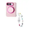 Funda magnética para teléfono con patrón de ondas, color sólido, compatible con Apple 18DUO, iPhone Duo, con cordón, a prueba de caídas y elegante