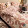 Algodón Lavado Ropa de Cama Sábanas para Cama Juego de Funda Nórdica de Cuatro Piezas Juego de Cama Individual y Doble para Dormitorio de Estudiantes Juego de Tres Piezas para Todas las Estaciones