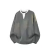 Novo Suéter Masculino Tricô Retrô Japonês Patchwork Gola Redonda Masculino Casual Solto Tendência Primavera e Outono