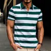 Camisa Polo Masculina de Verão, Top Elegante com Gola Listrada, Novo Estilo de Comércio Exterior Transfronteiriço Camisa Polo Masculina de Manga Curta