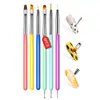Logo Personalizado 6 Colores Macarrón Plumas de Manicura Set Especial de Plumas Madera Cristal Talla de Hilo Difuminado Pluma