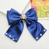 Novo Estilo Coreano Tecido Estampado Diamante Pérola Laço Dupla Camada Acessórios para Penteado Grampo de Cabelo DIY Acessórios para Mala Roupas