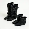 Nuevas botas retro de estilo coreano de caña alta 2026 con correas desmontables, convertibles en un diseño de hebilla de cinturón, botas largas adelgazantes y que realzan la altura para mujer