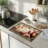 Comércio Exterior Temu Galo Terra de Diatomáceas Tapete Drenante Bancada de Cozinha Antiderrapante Absorvente Estilo Vintage Louças Tapete de Controle de Água