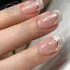 Uñas Vestibles de Venta Caliente Transfronterizas Cielo Estrellado Sexy Cuadrado Europeo Manicura Uñas Línea Dorada Ojo de Gato Brillo Parches para Uñas