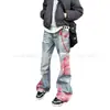 Moda Urbana Europea y Americana Costura de Nicho Jeans para Hombre Hip-hop Hiphop talla extra Combinan con todo Sueltos Rectos Pantalones