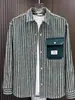 Versátil Chaqueta Camisa de Otoño para Hombre con Cuello de Solapa, Moda Única Rayada Versátil Juvenil Moderna Casual