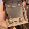 Aretes de Aguja de Plata 925 Estilo Coreano Perla Marrón Polvo Línea de Oreja Copo de Nieve Zircón Largos Elegantes de Alta Gama Aretes de Lujo Ligero